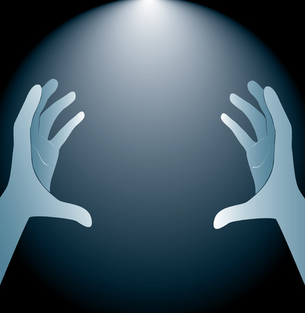 technology hands holding and lighting background vectorのイラスト素材