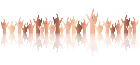 All hands up love sign reflect and black background vectorのイラスト素材