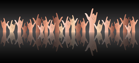 All hands up love sign reflect and black background vectorのイラスト素材