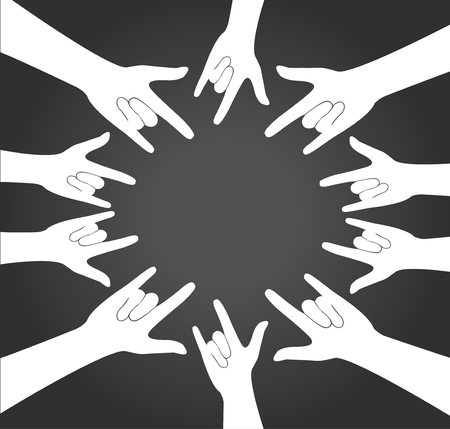 Groups of hands love sign vectorのイラスト素材