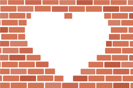 Wall of bricks and heart space background art vectorのイラスト素材