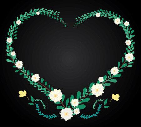 pastel heart leaf crown and space background vectorのイラスト素材