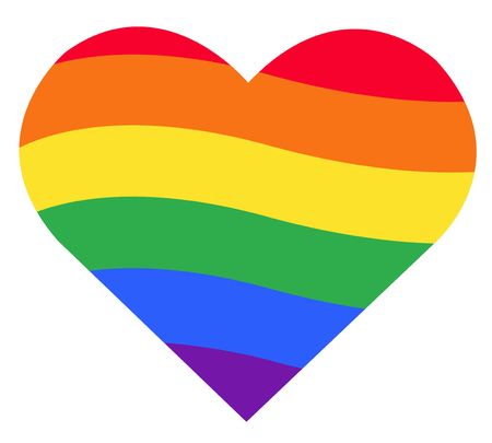 Rainbow colored heart shape; LGBT symbol illustration.のイラスト素材