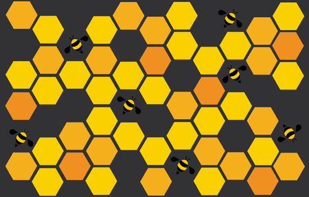hexagon bee hive design art and space background vector