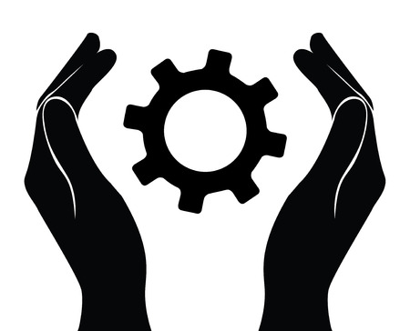 hand holding gear , engineer symbolのイラスト素材