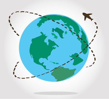 Plane travel around the world symbol vectorのイラスト素材