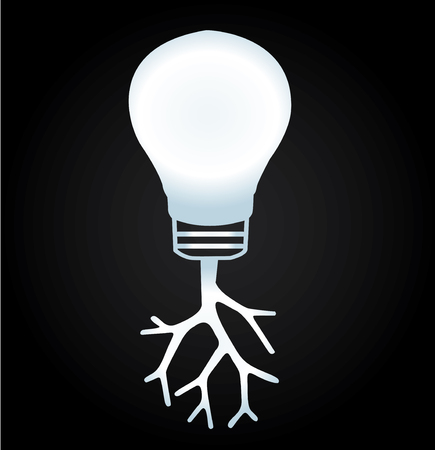 light bulb and branch concept of thinking , root of thinking , thinking concept iconのイラスト素材