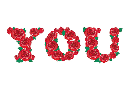 red rose in YOU Alphabet vectorのイラスト素材
