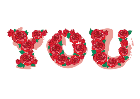 red rose in YOU Alphabet vectorのイラスト素材