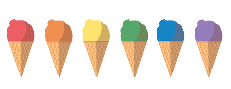 pastel ice cream cartoon vectorのイラスト素材
