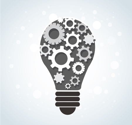 Gears in light bulb shape abstract pattern.のイラスト素材