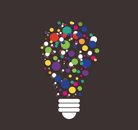 Colorful handprint in lightbulb shape.のイラスト素材