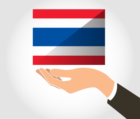hand holding Thailand flag and backgroundのイラスト素材
