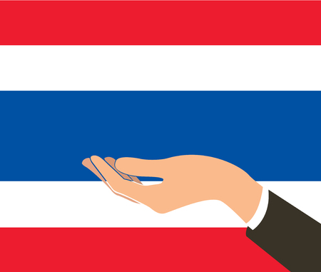 hand holding Thailand flag and backgroundのイラスト素材