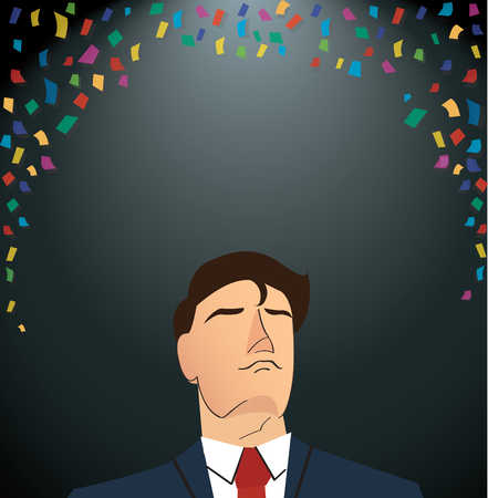 Business-man celebrating a successful achievement illustration.のイラスト素材