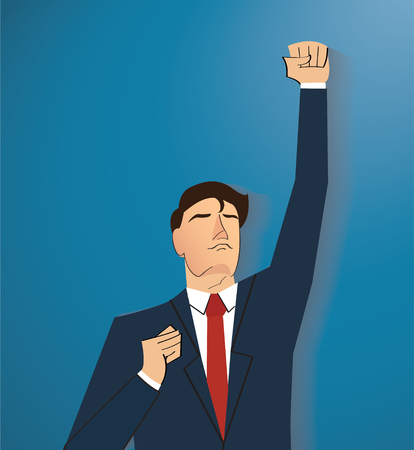 businessman celebrating a successful achievement. Business concept illustration.のイラスト素材