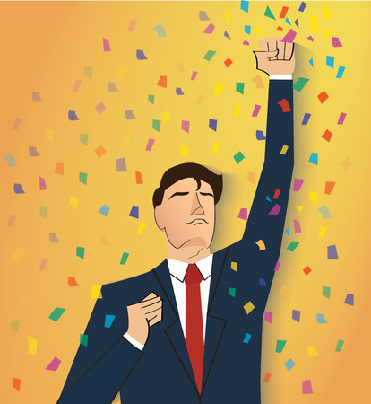 businessman celebrating a successful achievement. Business concept illustration.のイラスト素材