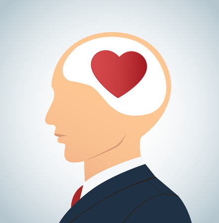 Businessman with heart icon in the head.のイラスト素材