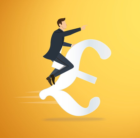 a man riding Euro icon vector. business concept illustration. way to success.のイラスト素材