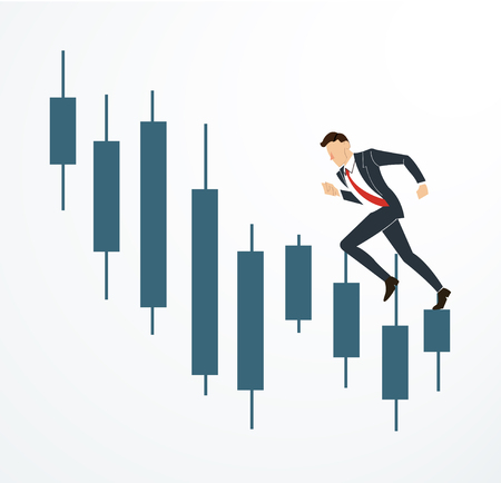 running businessman on Candlestick stock exchange vectorのイラスト素材