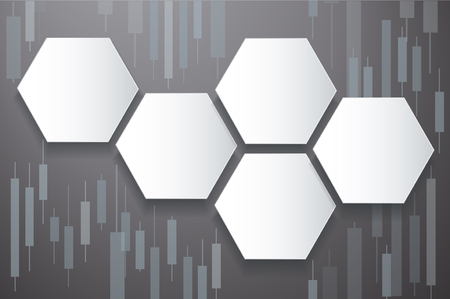 Hexagon and candlestick stock exchange background vectorのイラスト素材