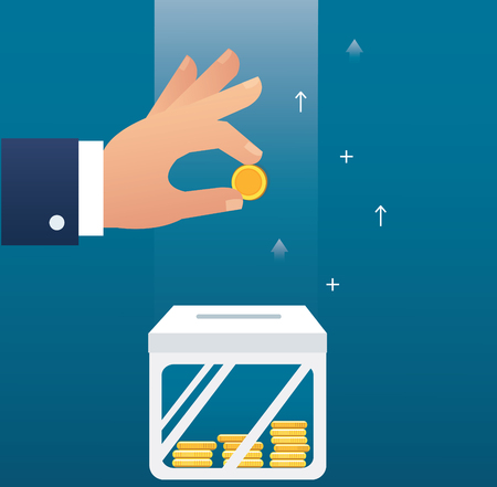 Hand holding coin concept.のイラスト素材