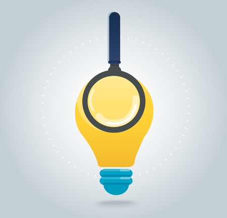Bulb and magnifying glass.のイラスト素材