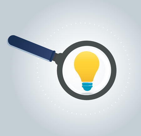 Bulb and magnifying glass.のイラスト素材