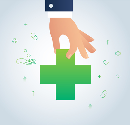 Hand holding medical icon.のイラスト素材