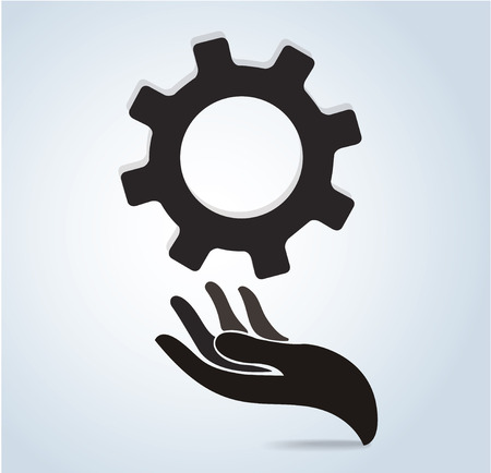 Hands holding gear design icon vector.のイラスト素材