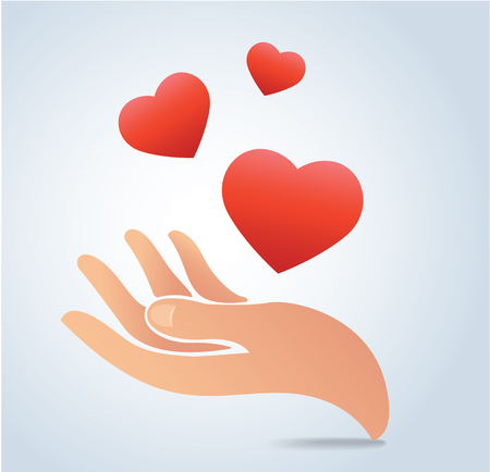 Hand holding the heart vectorのイラスト素材