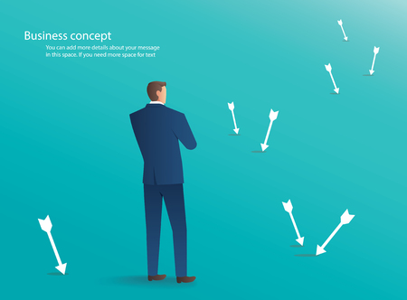 businessman standing with arrows around him , business concept backgroundのイラスト素材