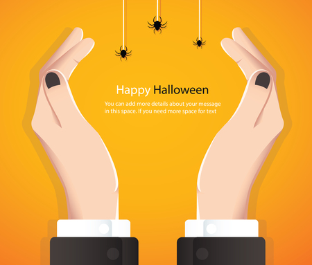 hand holding happy Halloween card vector illustrationのイラスト素材