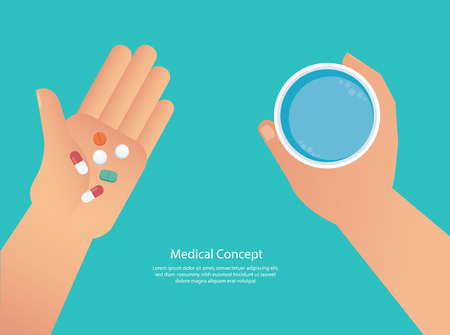 taking the pills concept of medical vector illustration eps10のイラスト素材