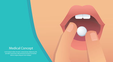 taking the pills concept of medical vector illustration eps10のイラスト素材
