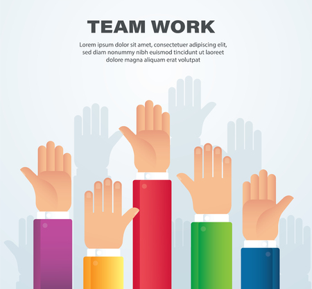 Raised hands. team work concept. background vector illustration eps10のイラスト素材