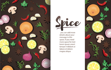 Spice and vegetable foods  and space writeのイラスト素材
