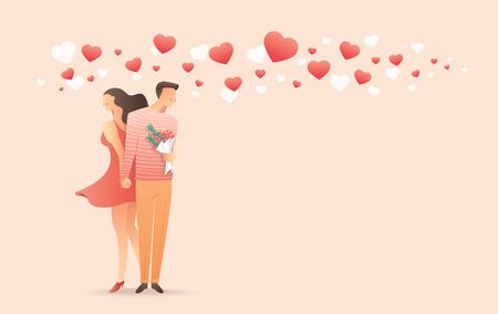 Man and woman holding hands for valentine's day.のイラスト素材