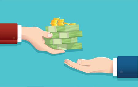 Businessman give money, salary conceptのイラスト素材
