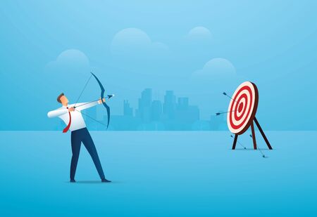 businessman with bow aiming the target. concept business vector illustrationのイラスト素材