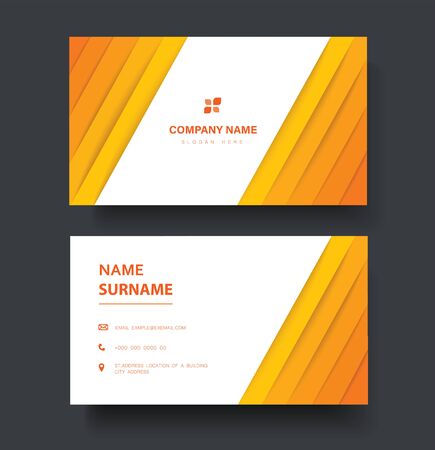 Modern yellow lines double sided business card templateのイラスト素材