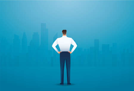 Back view of standing man in a formal clothes vector illustrationのイラスト素材