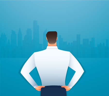 Back view of standing man in a formal clothes vector illustrationのイラスト素材