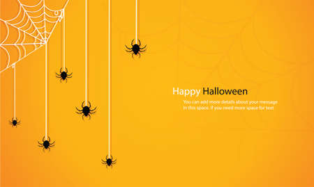 Halloween with spider web yellow background vector illustration eps10のイラスト素材