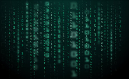 Abstract Technology Background. binary data and streaming binary code backgroundのイラスト素材