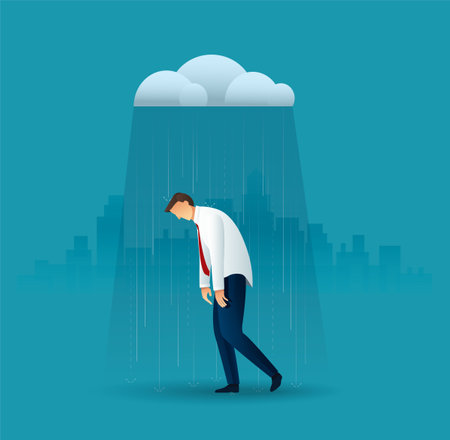 Businessman in the rain. vector illustrationのイラスト素材