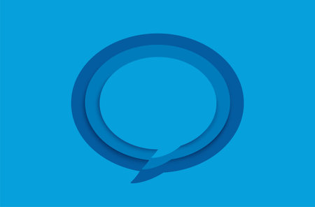 blue blank speech bubble on blue background. vector illustrationのイラスト素材