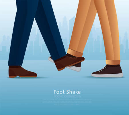 People greeting with foots. Foot shake.のイラスト素材