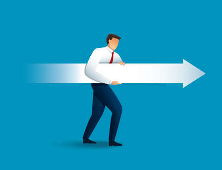 Businessman aims with huge arrow.のイラスト素材