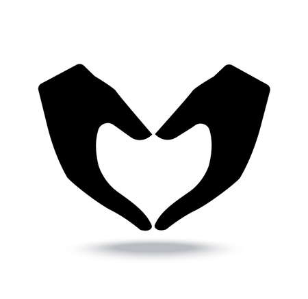 Romantic silhouette sign hand shape heartのイラスト素材